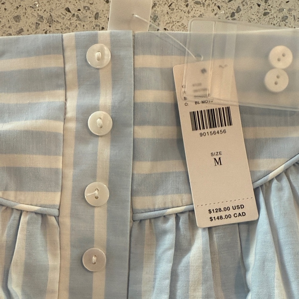 Sky Blue Striped A-Line Skirt - Picture 5 of 6